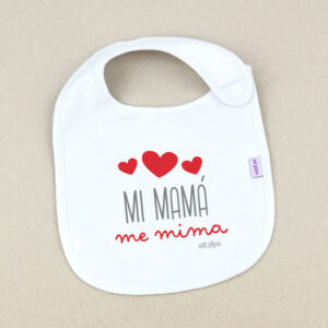 Babero Blanco Divertido Mi Mamá me mima