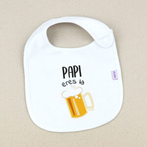 Babero Blanco Divertido Papi Eres la Caña
