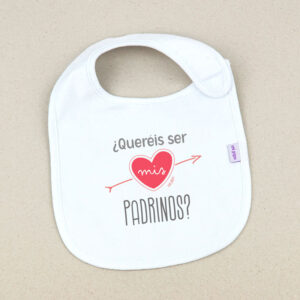 Babero Blanco Divertido ¿Quieres ser mis Padrinos?