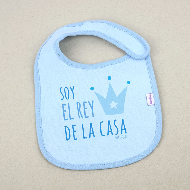 Babero Azul Divertido Soy el Rey de la casa