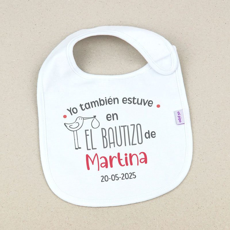 Babero Blanco Divertido Yo también estuve en el Bautizo de (texto)