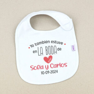 Babero Blanco Divertido Yo también estuve en la Boda de (texto)