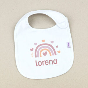 Babero Blanco Personalizado Arcoíris Blush