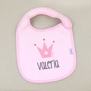 Babero Rosa Personalizado Corona Rosa