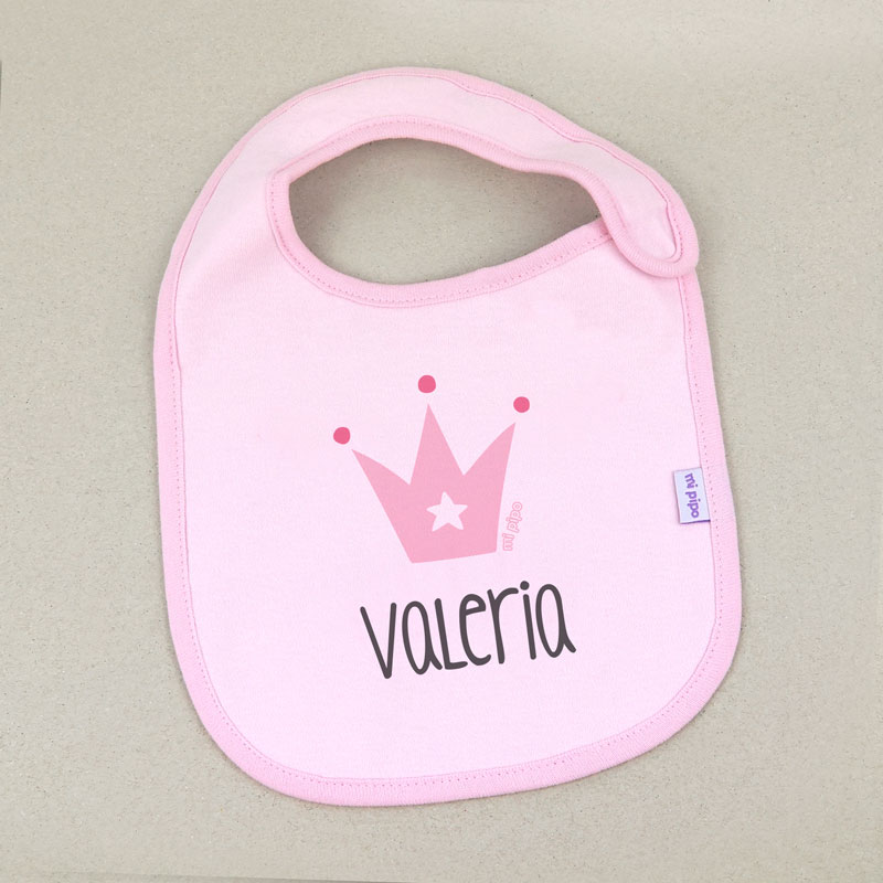 Babero Rosa Personalizado Corona Rosa