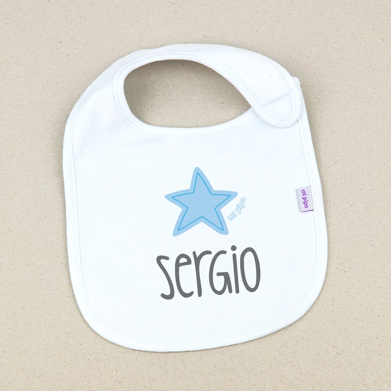 Babero Blanco Personalizado Estrella Azul