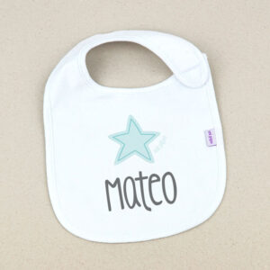 Babero Blanco Personalizado Estrella Menta