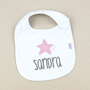 Babero Blanco Personalizado Estrella Rosa