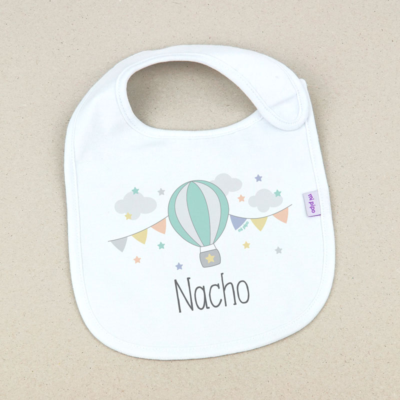 Babero Blanco Personalizado Globo