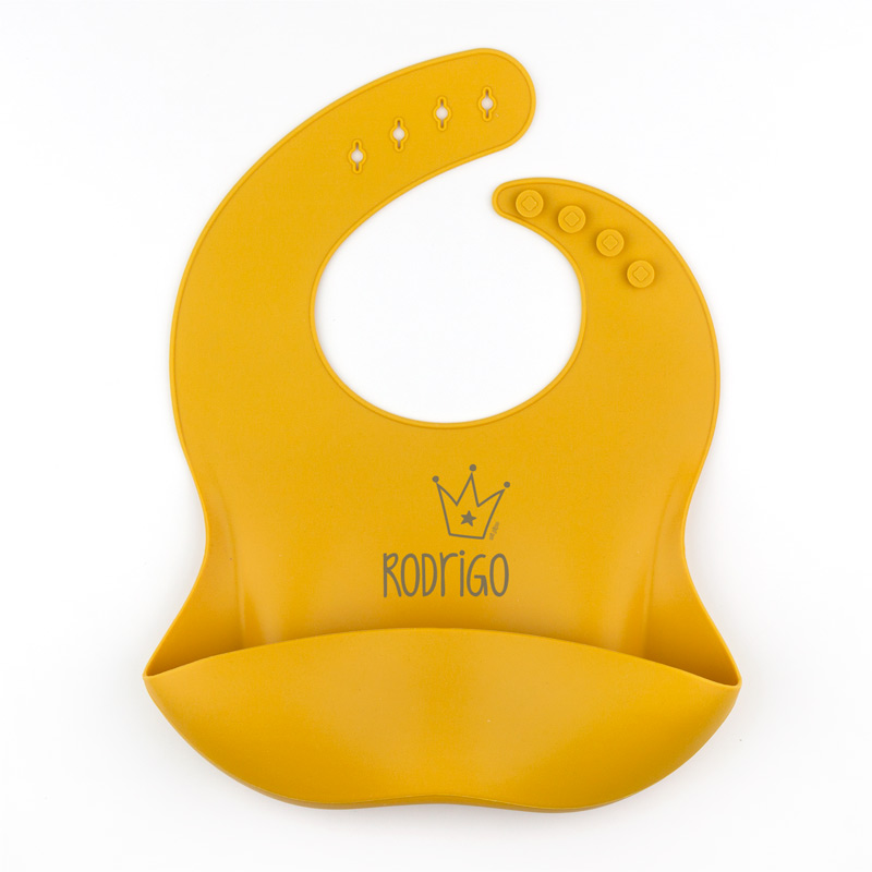 Babero de Silicona Personalizado Corona, color a elegir