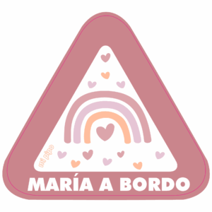 Adhesivo Bebé a bordo para coche Personalizado Arcoíris Blush