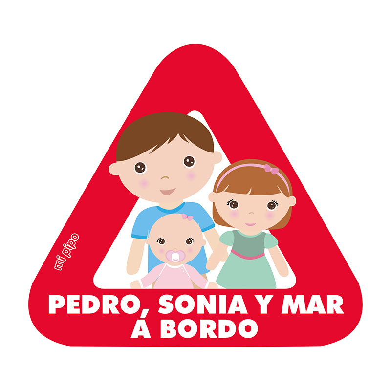 Adhesivo Bebé a bordo para coche Personalizado 3 Hermanos
