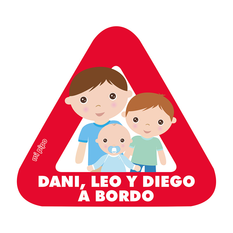 Adhesivo Bebé a bordo para coche Personalizado 3 Hermanos - Imagen 5
