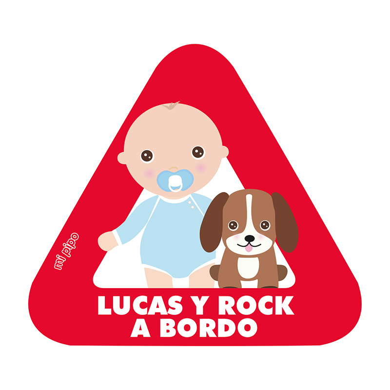Adhesivo Bebé a bordo para coche Personalizado Bebé y perrito - Imagen 2