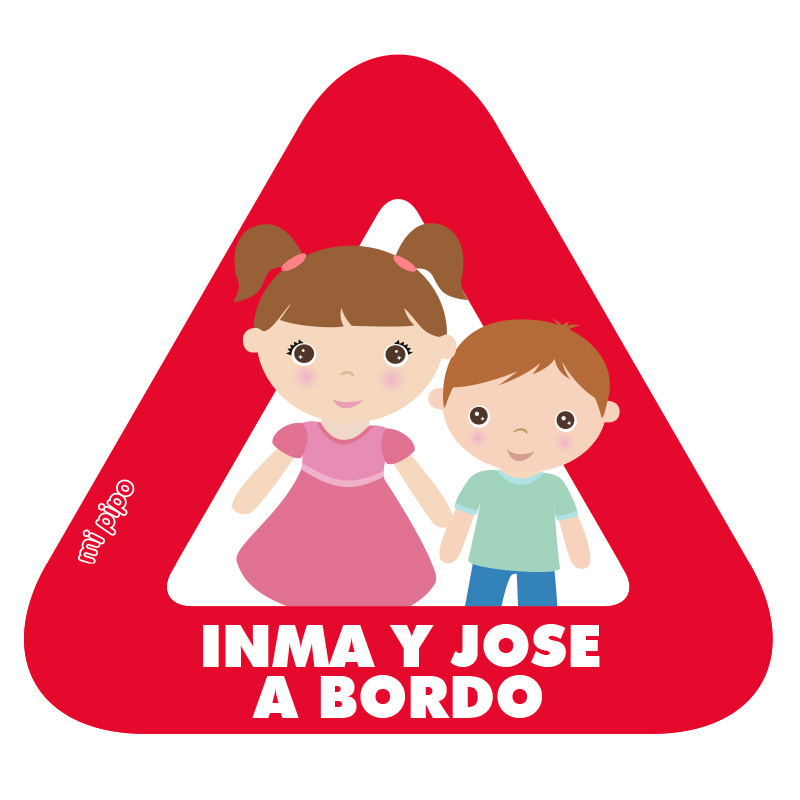 Adhesivo Bebé a bordo para coche Personalizado Herman@ mayor y Herman@ pequeñ@