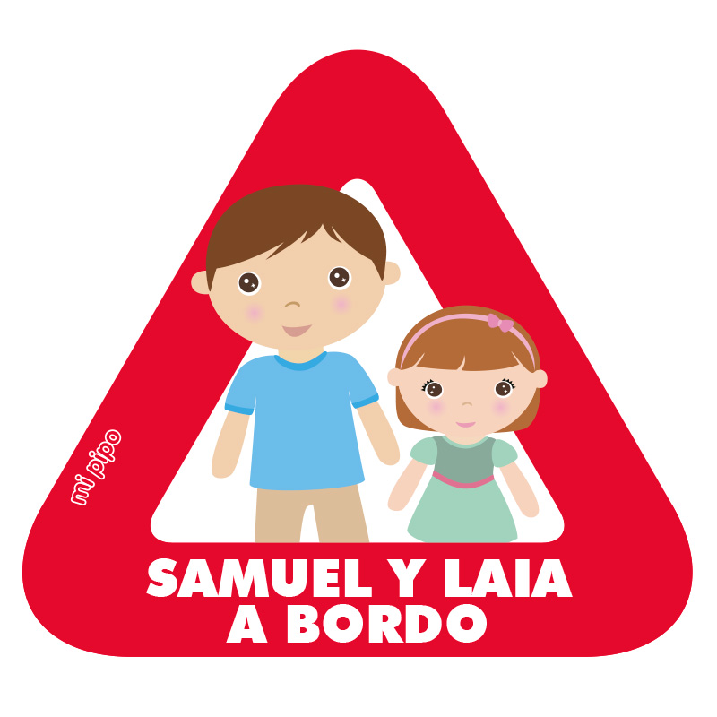 Adhesivo Bebé a bordo para coche Personalizado Herman@ mayor y Herman@ pequeñ@ - Imagen 2