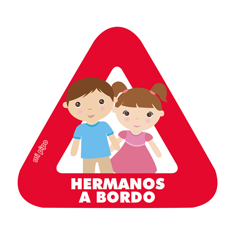 Adhesivo Bebé a bordo para coche Personalizado 2 Herman@s - Imagen 2