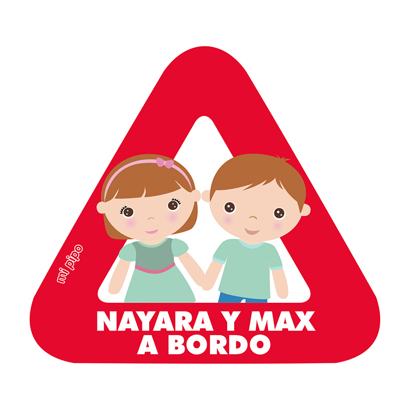 Adhesivo Bebé a bordo para coche Personalizado 2 Mellizos