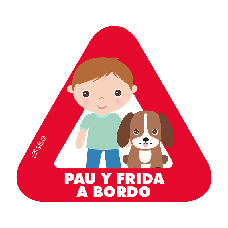 Adhesivo Bebé a bordo para coche Personalizado Niño y perrito