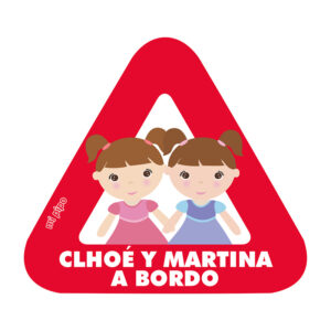 Adhesivo Bebé a bordo para coche Personalizado 2 Niñas Gemelas