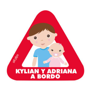 Adhesivo Bebé a bordo para coche Personalizado Hermano mayor y Bebé
