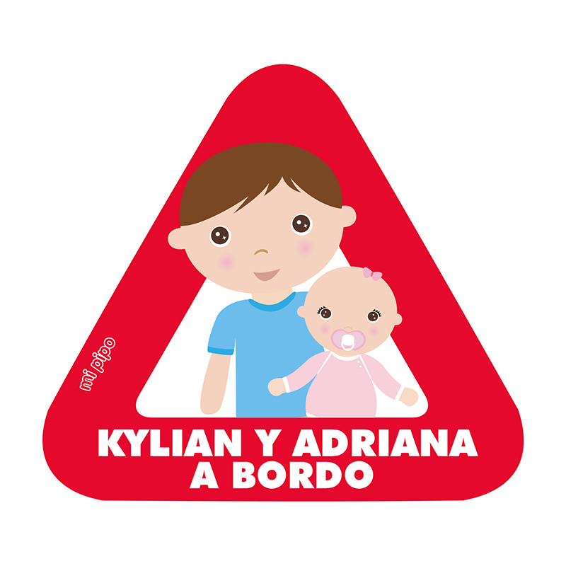 Adhesivo Bebé a bordo para coche Personalizado Hermano mayor y Bebé