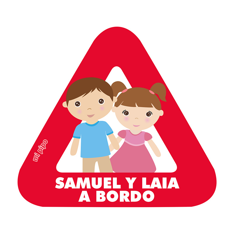 Adhesivo Bebé a bordo para coche Personalizado 2 Herman@s