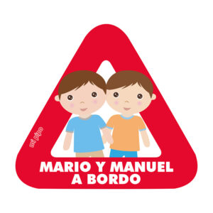 Adhesivo Bebé a bordo para coche Personalizado 2 Niños Gemelos