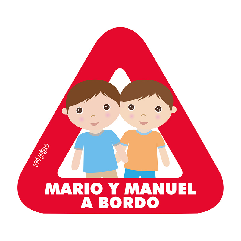 Adhesivo Bebé a bordo para coche Personalizado 2 Niños Gemelos