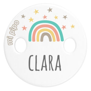 Sujetachupetes Personalizado Deco Arcoíris Soft Beige