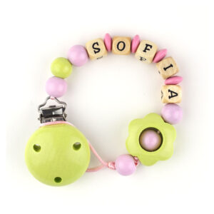 Chupetero de Madera Personalizado Lima con Flor