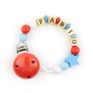 Chupetero de Madera Personalizado Rojo con Estrella