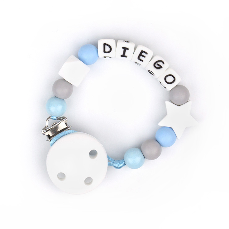 Chupetero de Silicona Personalizado Baby Celeste