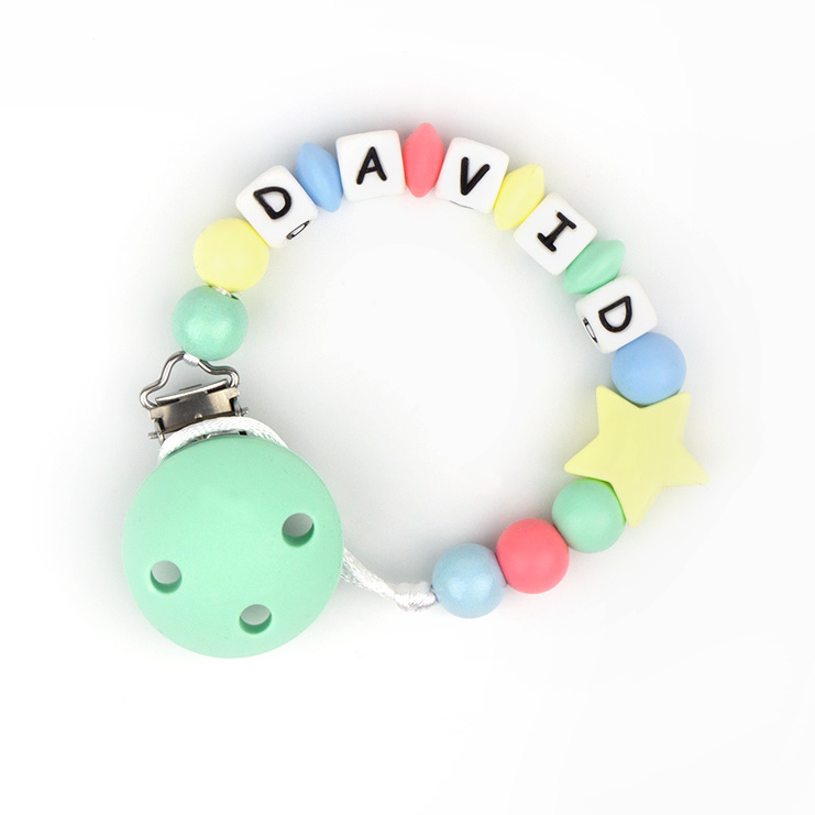 Chupetero de Silicona Personalizado Estrella Multicolor