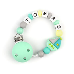 Chupetero de Silicona Personalizado Barco Menta