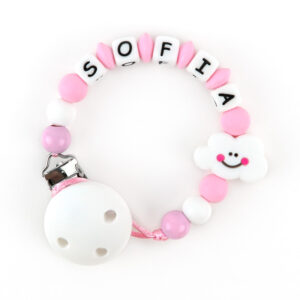 Chupetero de Silicona Personalizado Nube Rosa