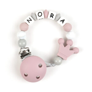 Chupetero de Silicona Personalizado Corona Rosa Soft