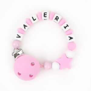 Chupetero de Silicona Personalizado Estrella Rosa