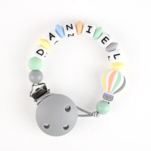 Chupetero de Silicona Personalizado Globo Gris