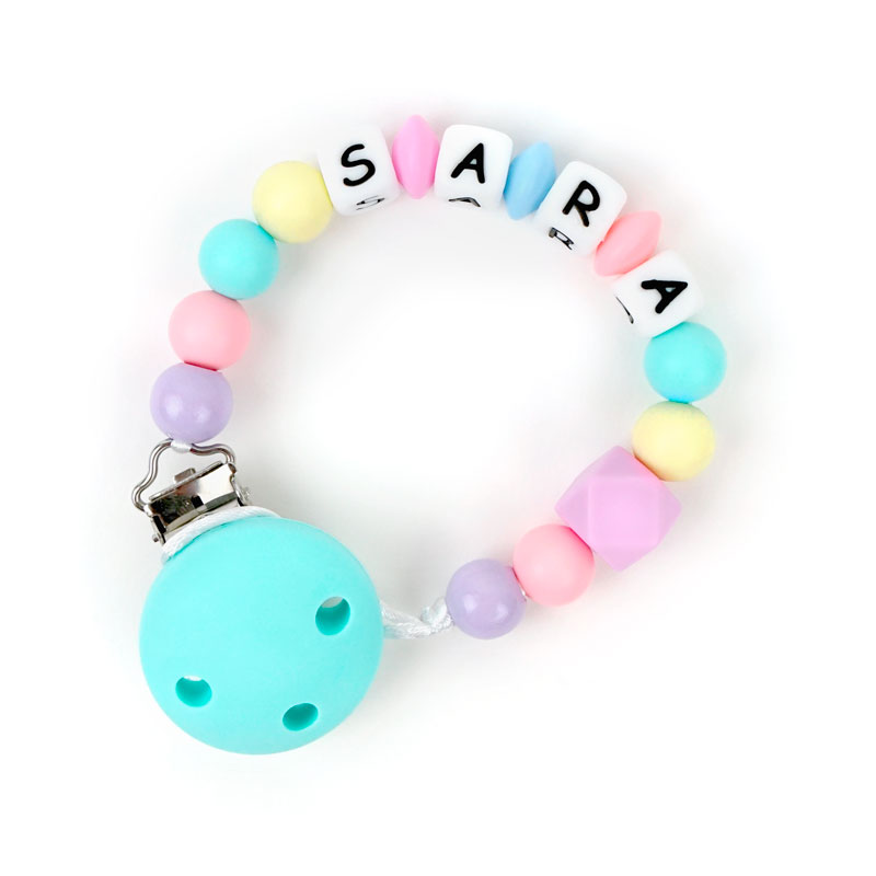 Chupetero de Silicona Personalizado Turquesa Multicolor