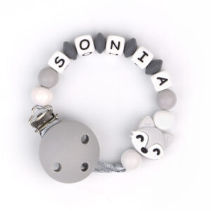 Chupetero de Silicona Personalizado Zorrito Gris