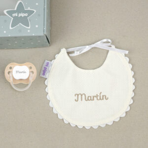 Cajita Baby Babero Personalizada Beige