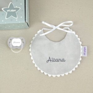 Cajita Baby Babero Personalizada Gris