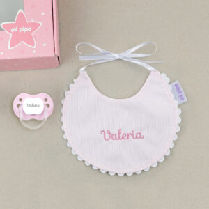 Cajita Baby Babero Personalizada Rosa