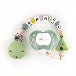 Cajita Chupete Forest + Chupetero de silicona Tipi Personalizada