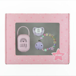 Cajita My Baby Personalizada Arcoíris Rosa y Lila