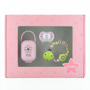 Cajita My Baby Personalizada Flor Rosa y Lima