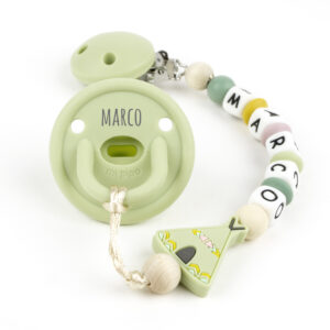 Cajita Chupete Gummy Verde Soft + Chupetero de Silicona Tipi Personalizada