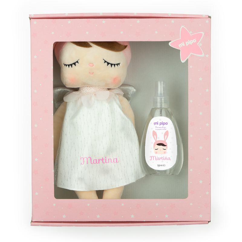 Cajita Muñeca Metoo + Colonia Personalizada Ángel Rosa
