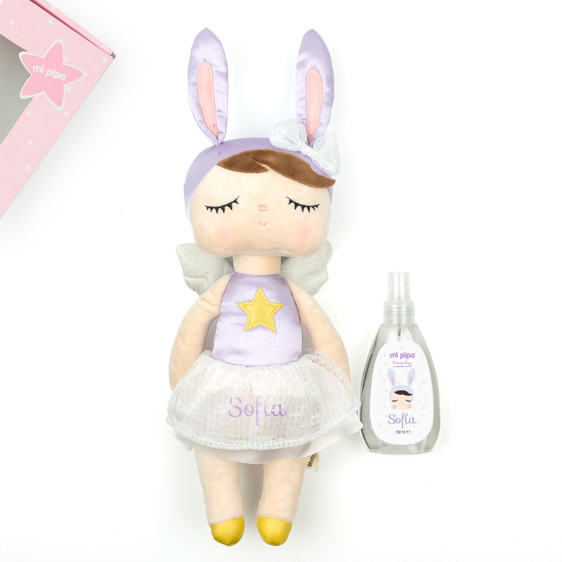 Cajita Muñeca Metoo + Colonia Personalizada Ángel Lila
